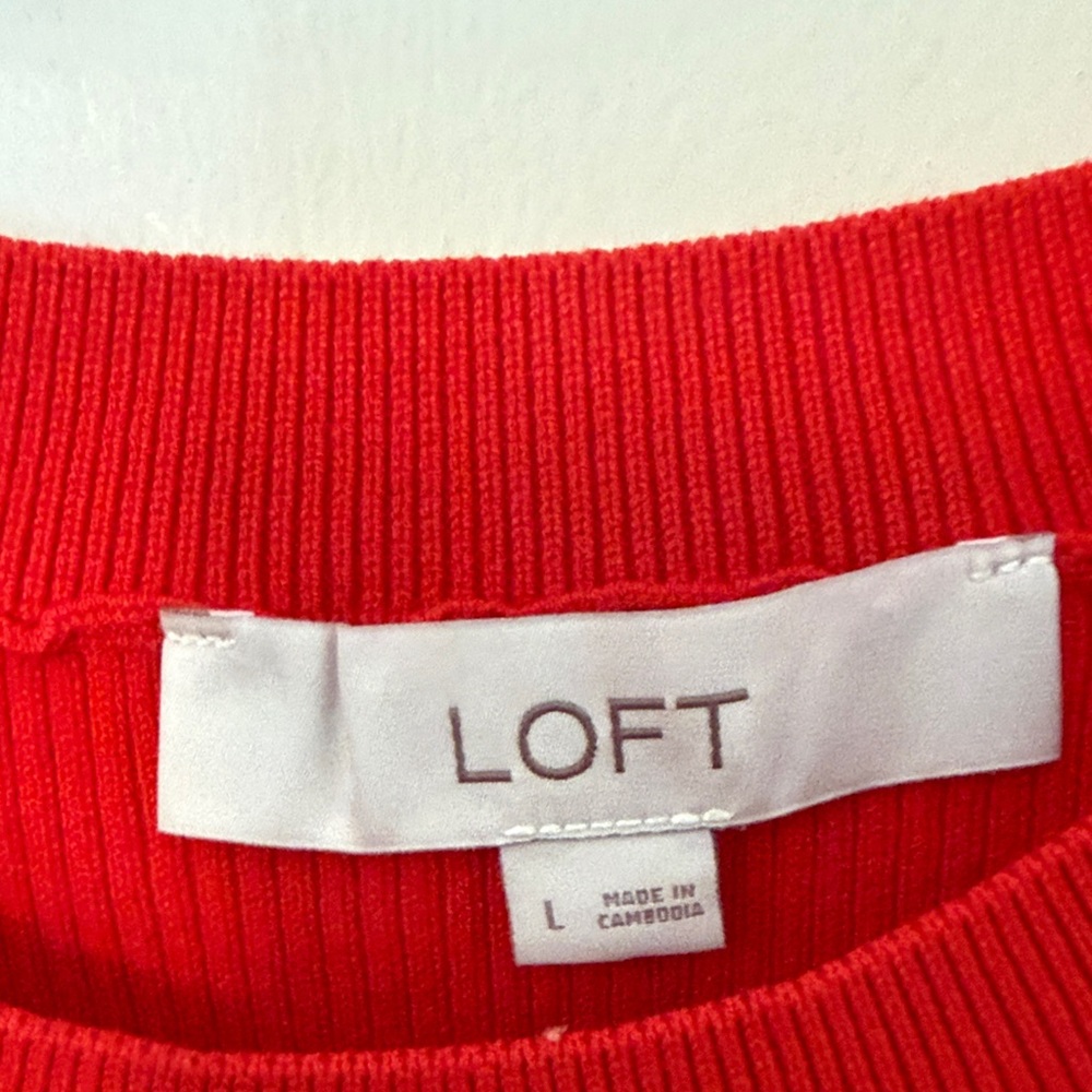 LOFT Vibrant Red Sweater with Button Accents - Picture 3 of 6